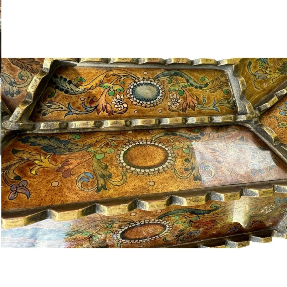 Vintage Venetian Octagonal Reverse Painted Wall Mirror